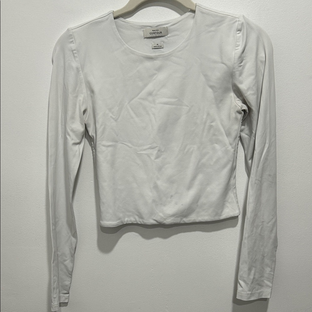 Aritzia White Long Sleeve Crewneck Top